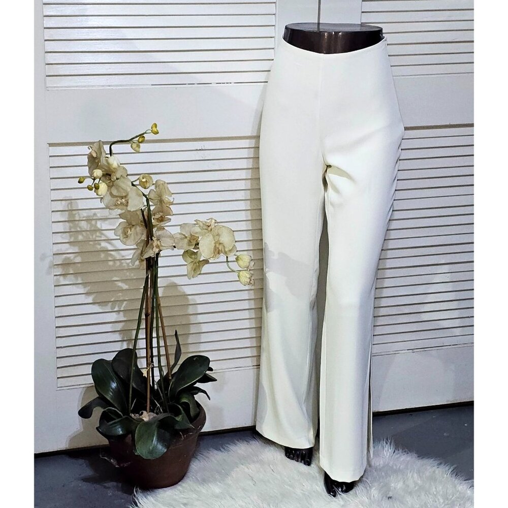 NWT Mango Women's Cream High-Waist Cream Open Side Trousers Pants Sz Large 2767